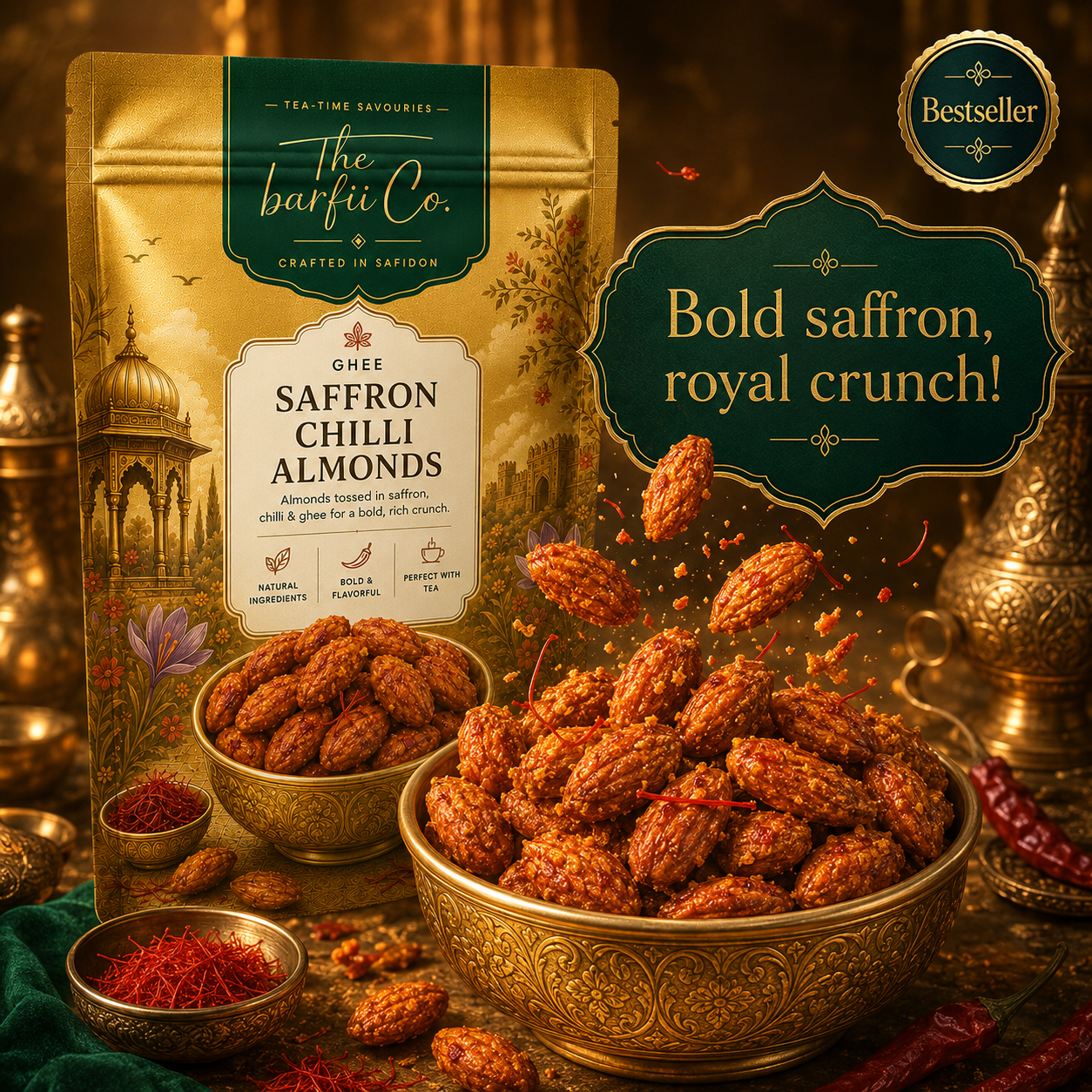 Ghee Saffron Chilli Almonds