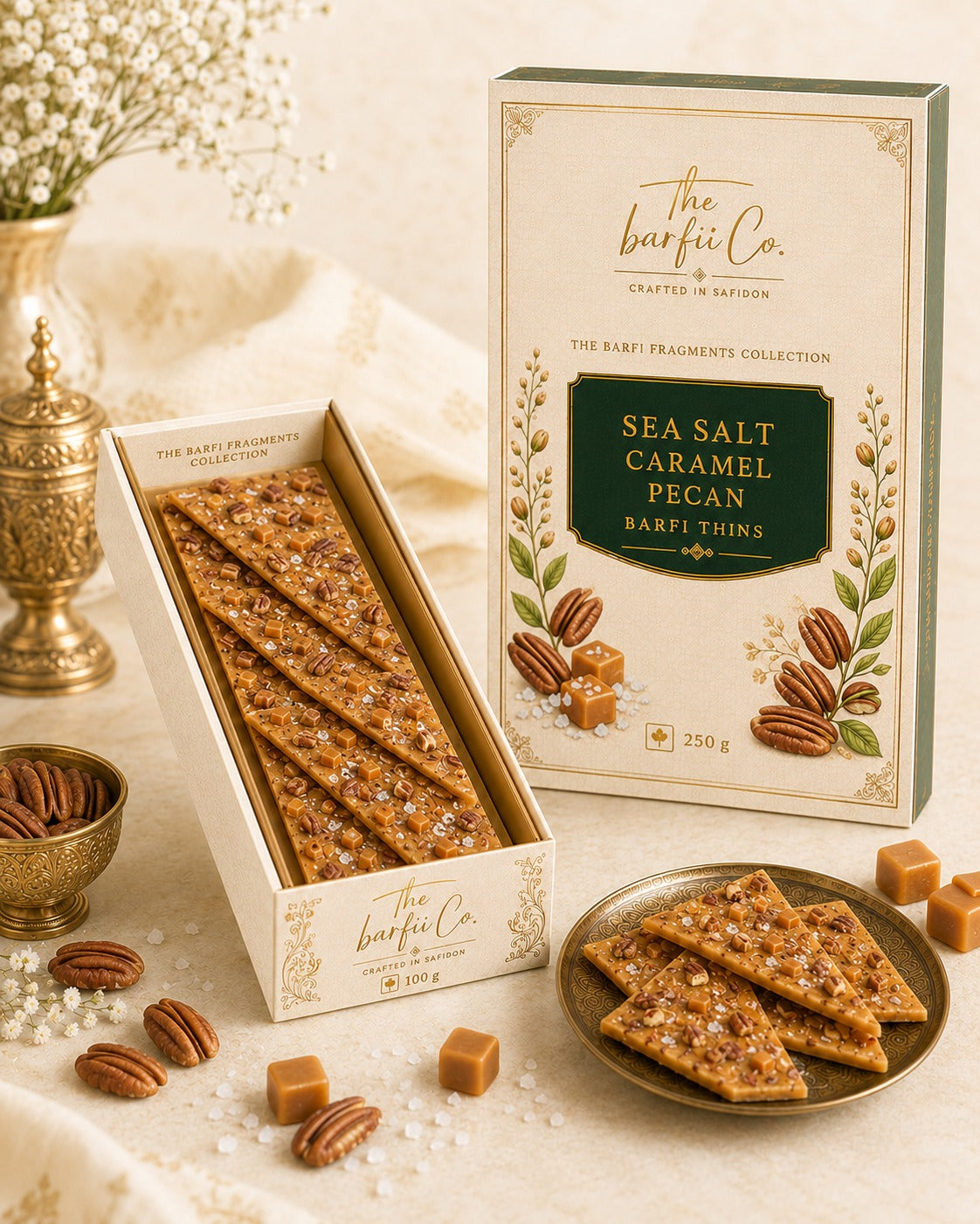Sea Salt Caramel Pecan Barfi Thins